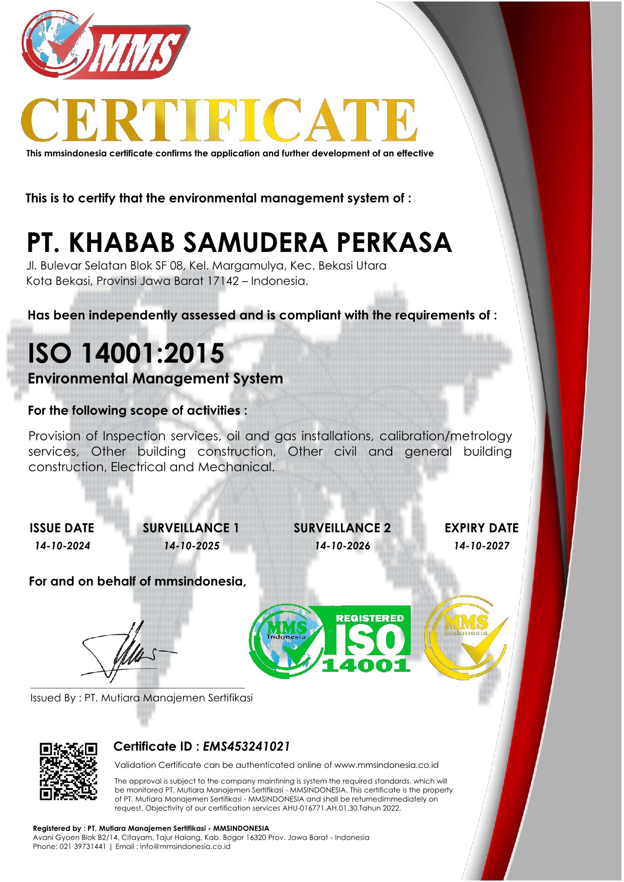 ISO 14001 Certificate